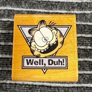 Vintage Garfield Rubber Stamp Well Duh Rubber Stampede A704C Wood Mounted USA